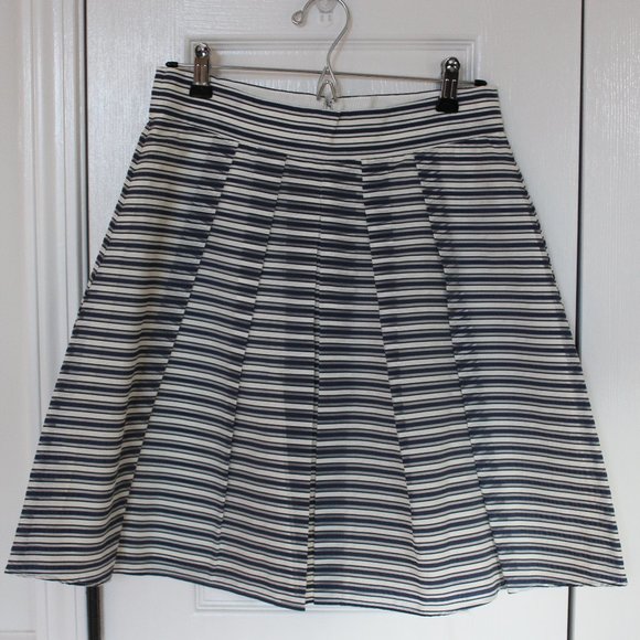 Blue and White Stripe J.Crew A Line Skirt - Picture 1 of 8